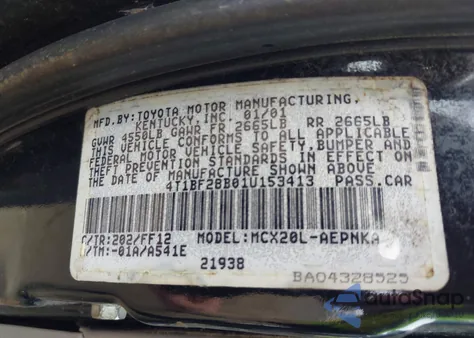 2001 Toyota Avalon Xl from USA, damaged, VIN 4T1BF28B01U153413